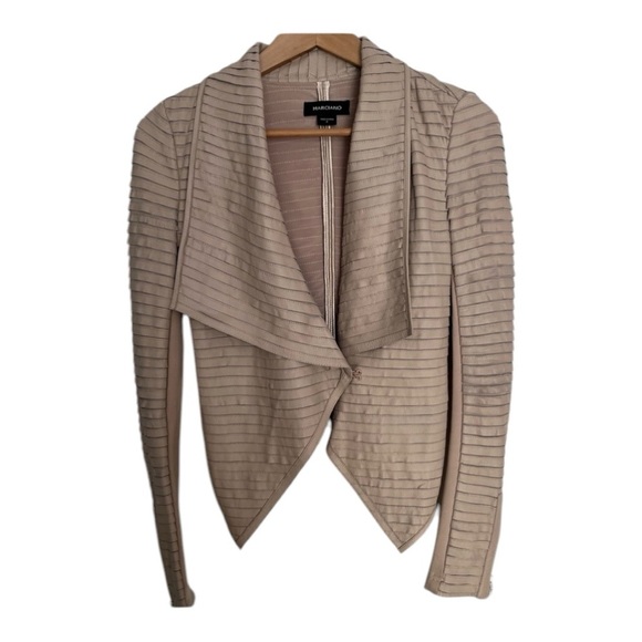 Marciano (Guess) Shayna Drape/Tan Lambskin Moto Jacket – US 0 / EU 36 - Picture 1 of 5